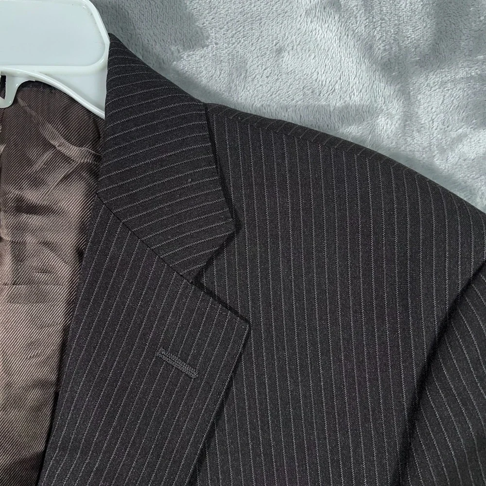 Brooks Brothers Regent Suit Jacket Mens 44R Gray Brown Striped Wool Blazer Italy